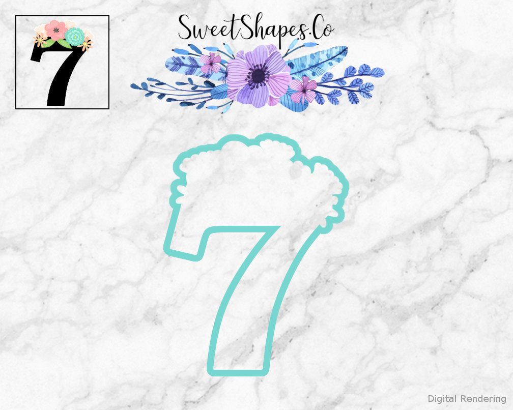 Floral Number 7 Cookie Cutter