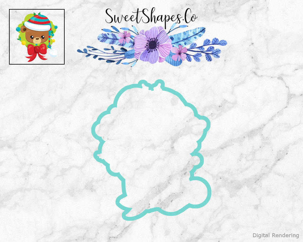 Christmas Bear Face with Wreath Cookie Cutter