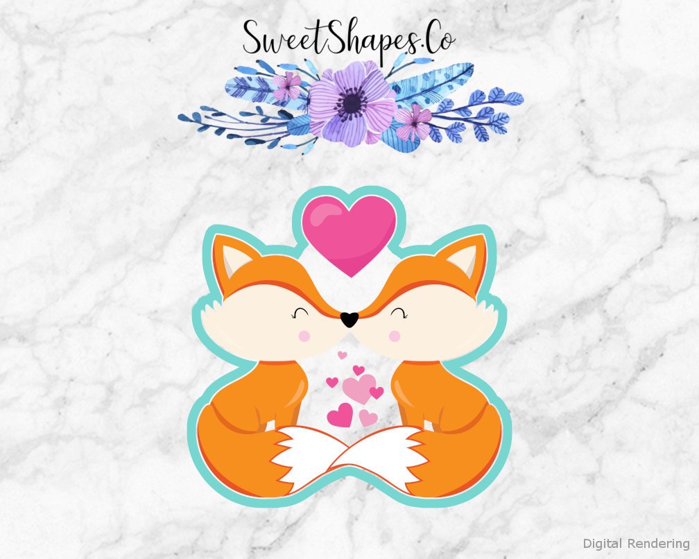Valentine Foxes 2 Cookie Cutter
