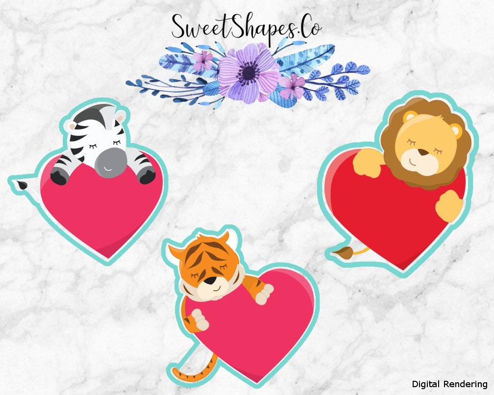 Valentines Animals Cookie Cutters - Set of 3