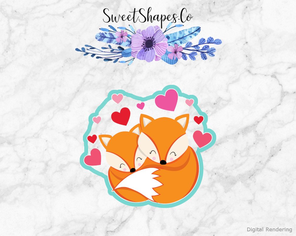 Valentine Foxes 1 Cookie Cutter