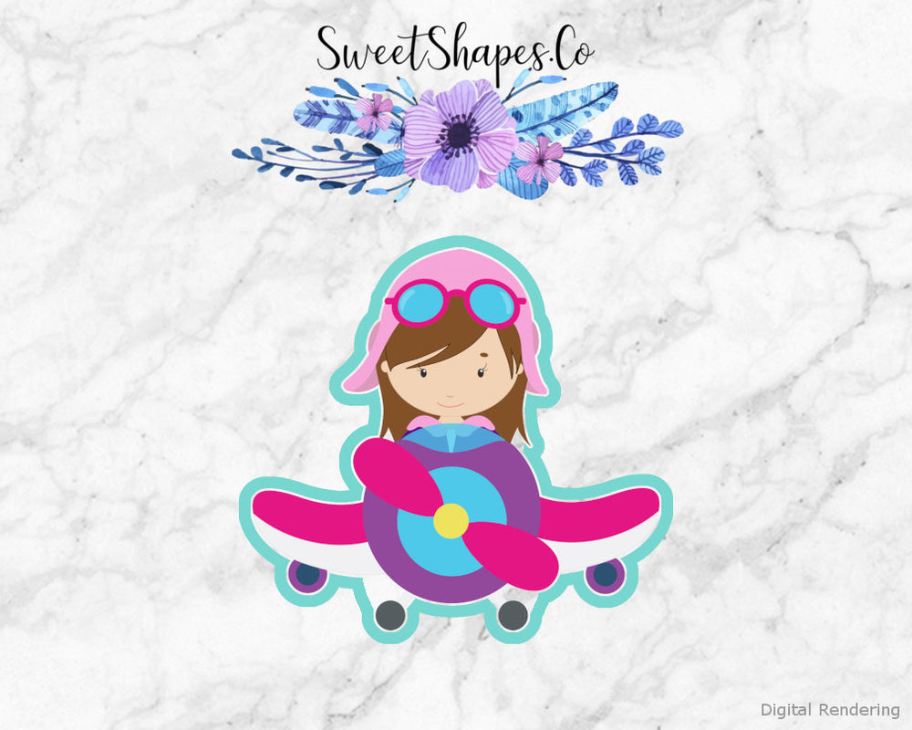 Girl Flying a Plane Cookie Cutter