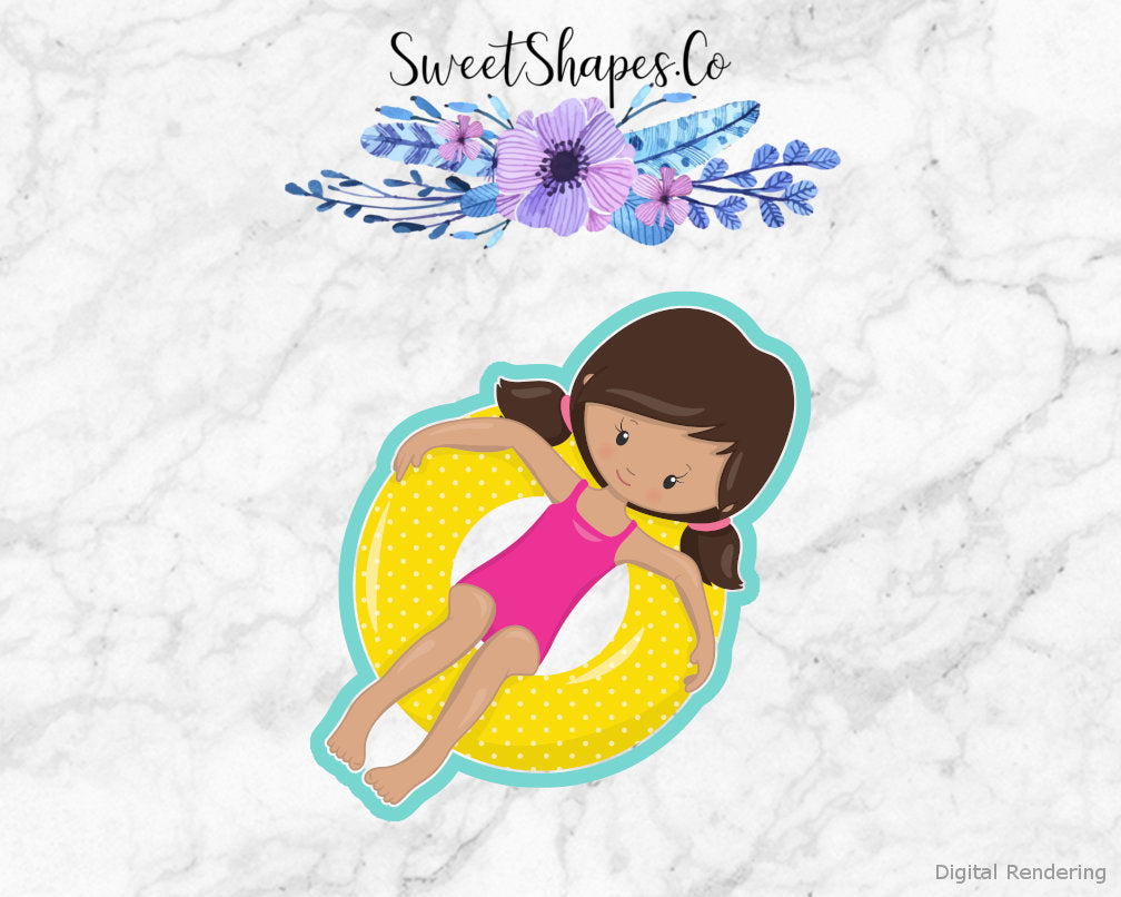 Girl on Pool Floatie Cookie Cutter