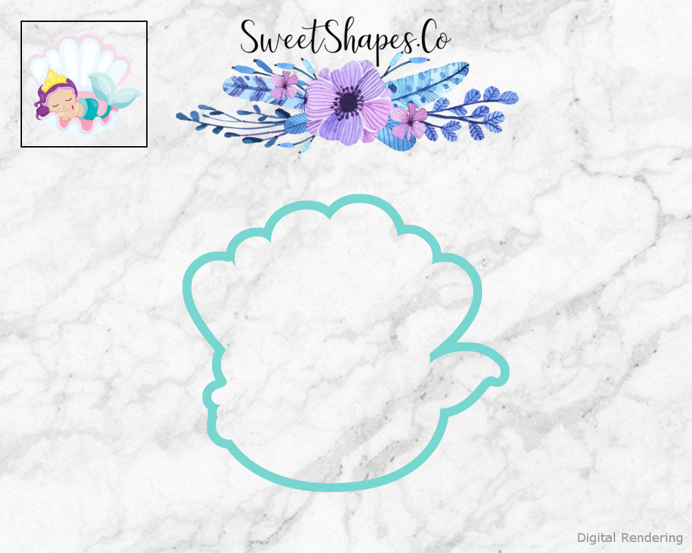 Mermaid on Shell Cookie Cutter