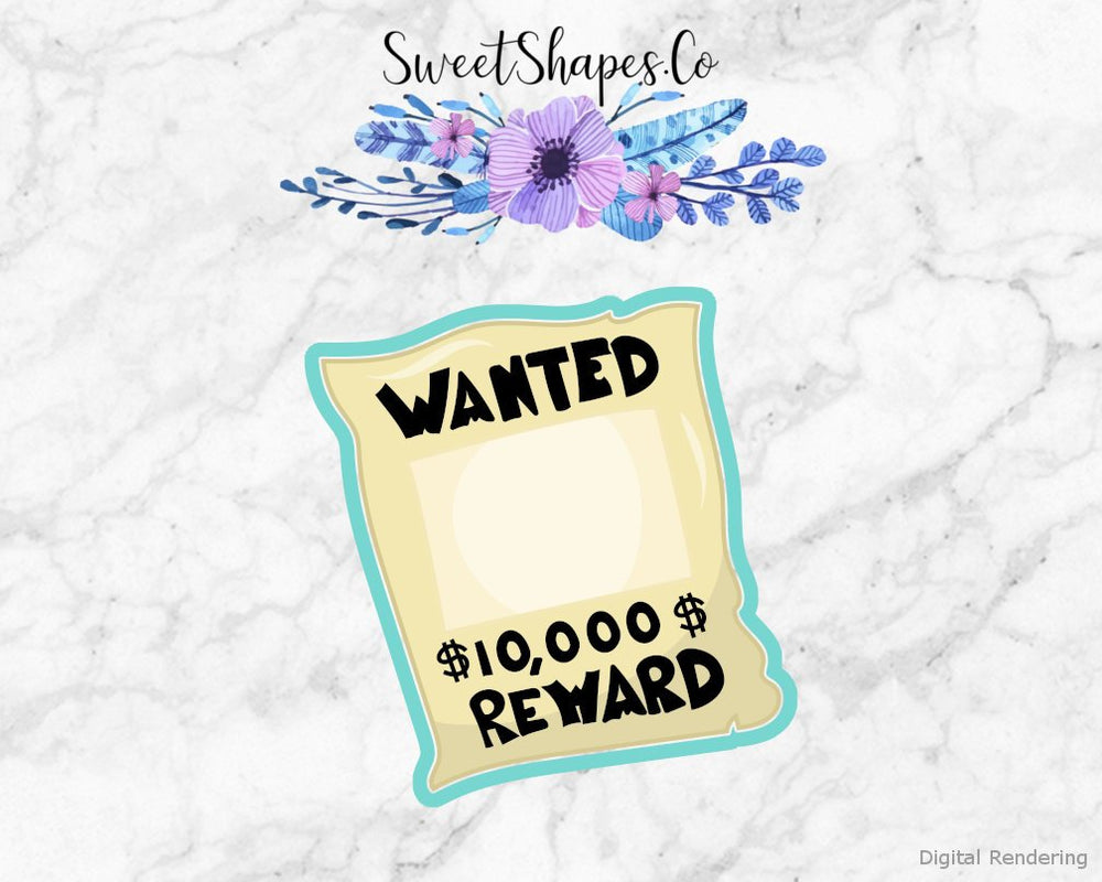 Wanted Sign Cookie Cutter