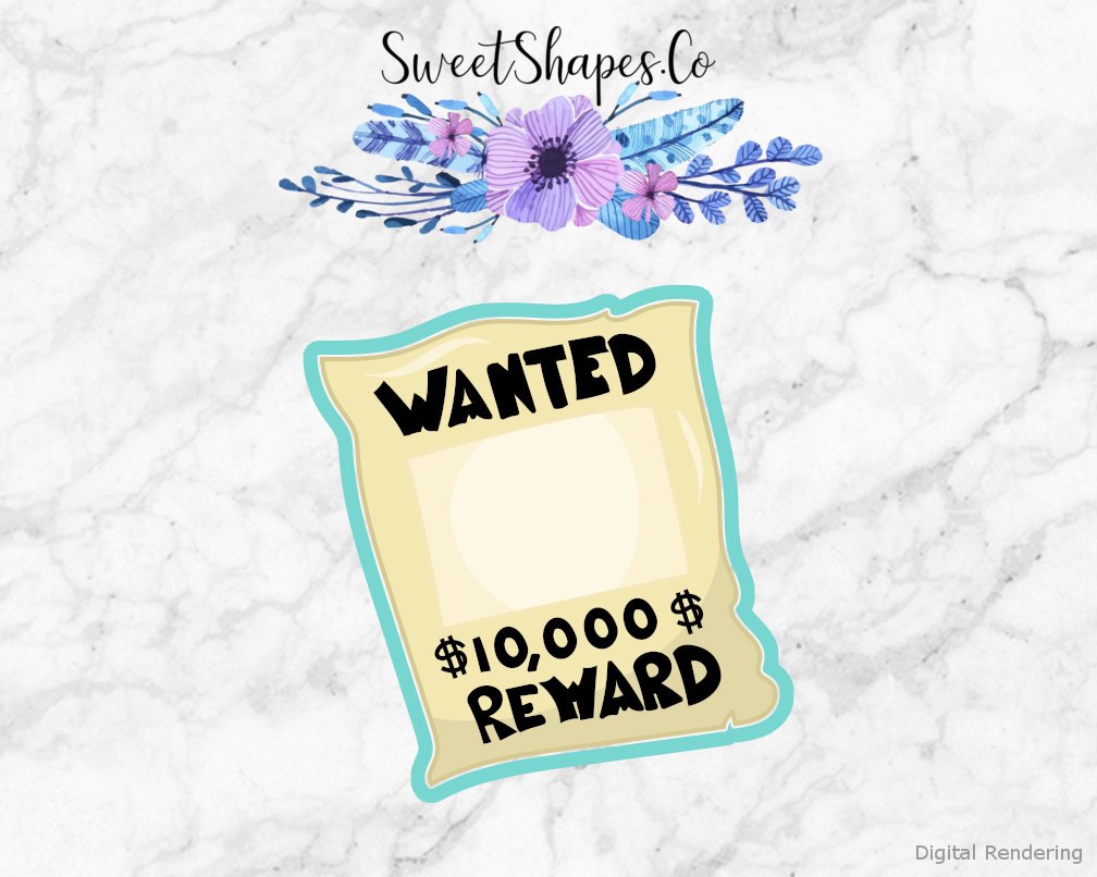 Wanted Sign Cookie Cutter