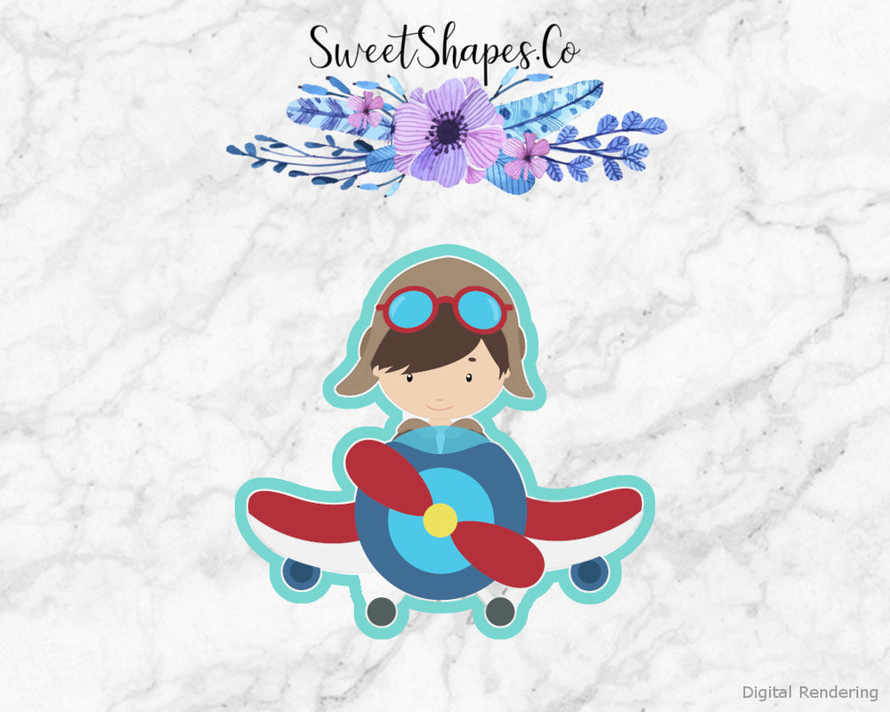 Boy Flying a Plane Cookie Cutter