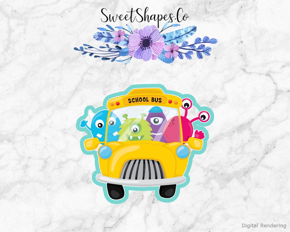 School Bus with Monsters Cookie Cutter