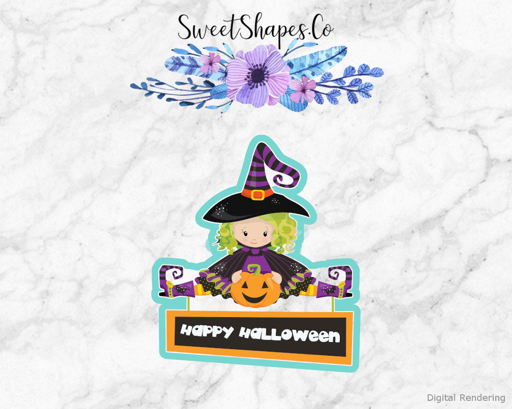 Halloween Witch with Banner Cookie Cutter