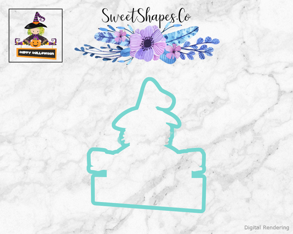 Halloween Witch with Banner Cookie Cutter