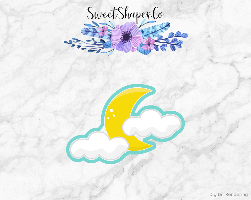 Crescent Moon with Clouds Cookie Cutter