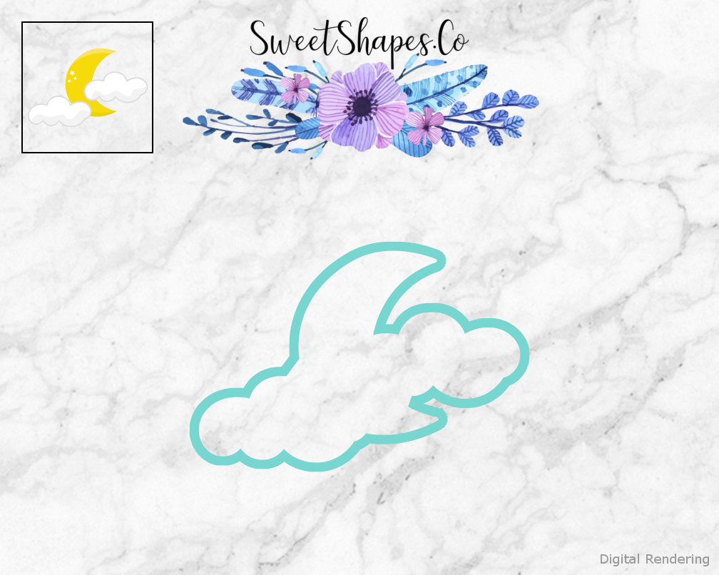 Crescent Moon with Clouds Cookie Cutter