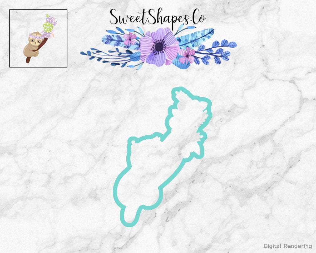 Floral Sloth on Branch Cookie Cutter