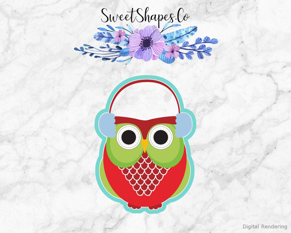 Winter Owl with Earmuffs Cookie Cutter