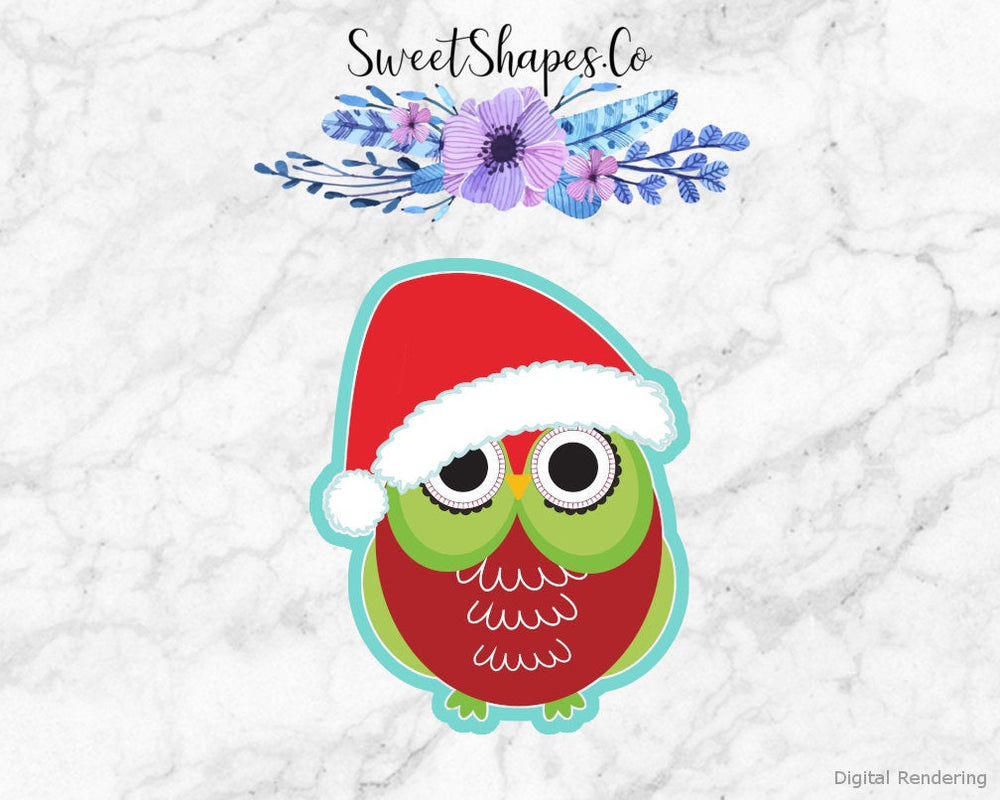 Winter Owl with Santa Hat Cookie Cutter