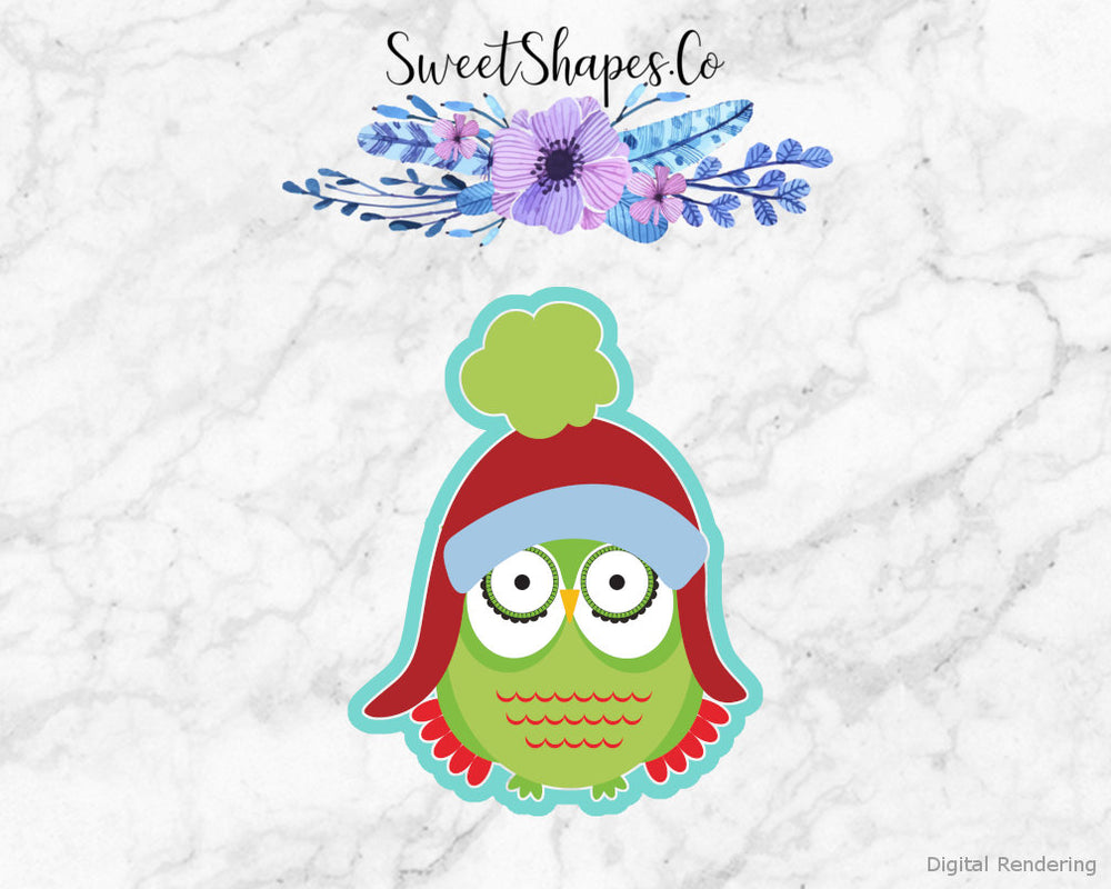 Winter Owl with Warm Hat 2 Cookie Cutter