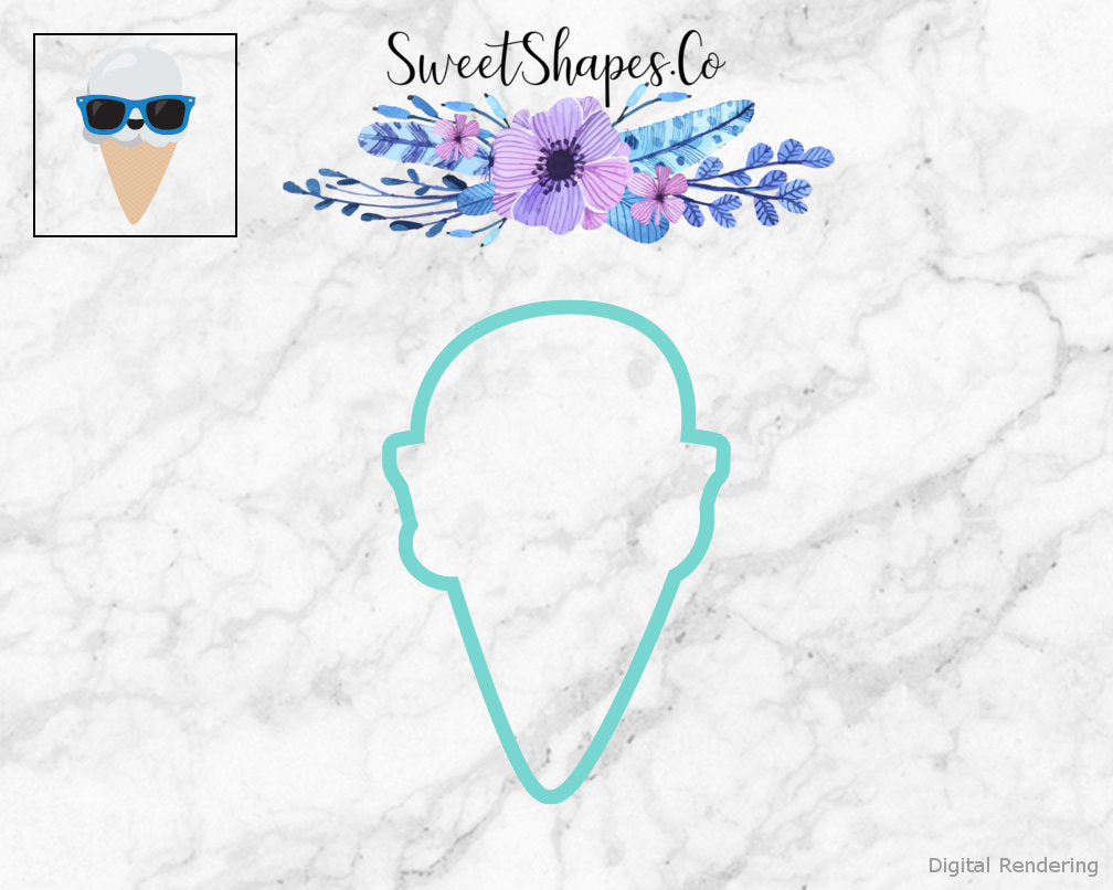 Ice Cream Cone With Sunglasses Cookie Cutter