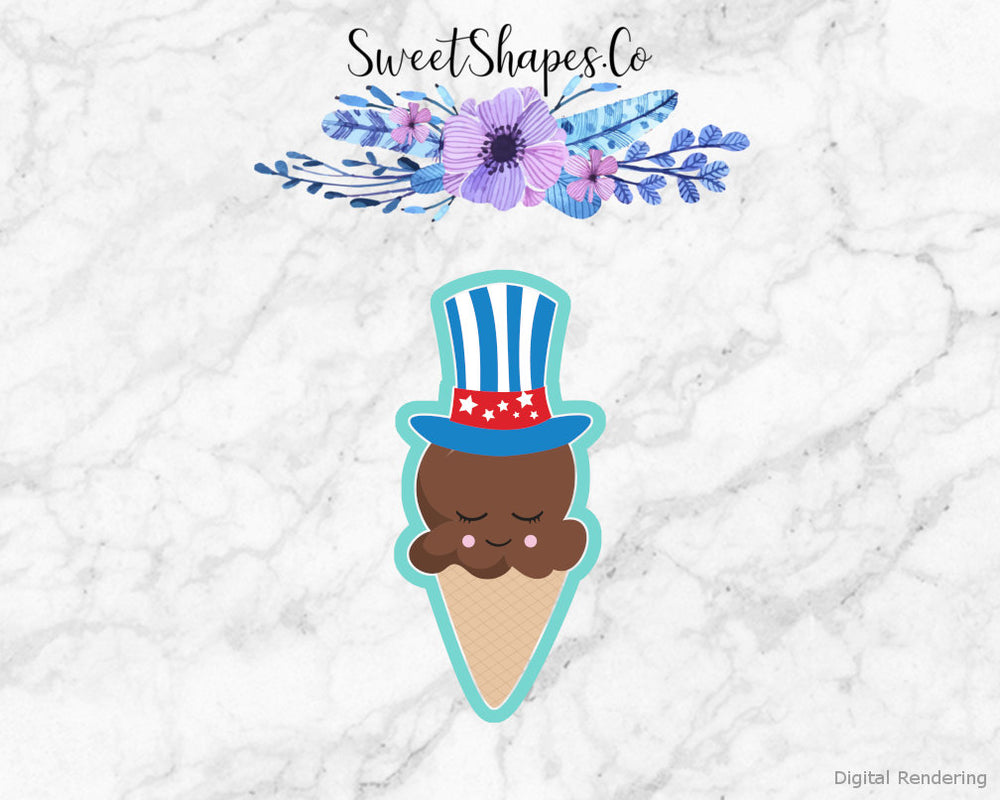 Ice Cream Cone With Top Hat Cookie Cutter