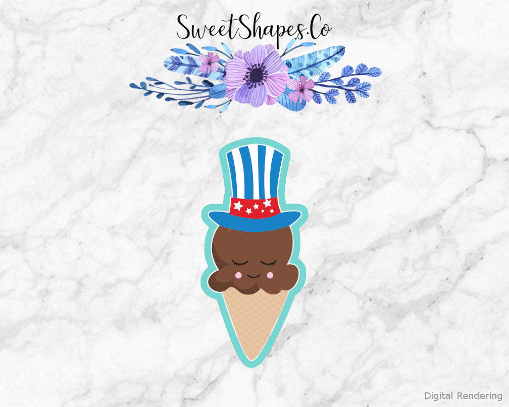 Ice Cream Cone With Top Hat Cookie Cutter