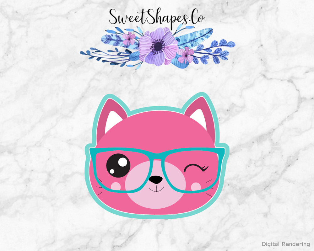 Cat With Glasses 1 Cookie Cutter