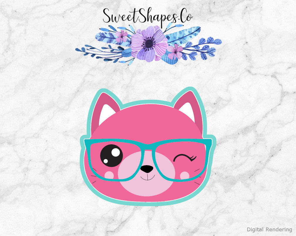 Cat With Glasses 1 Cookie Cutter