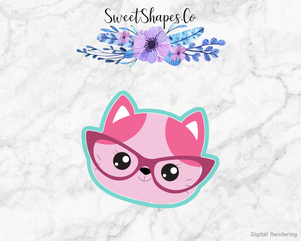 Cat With Glasses 2 Cookie Cutter