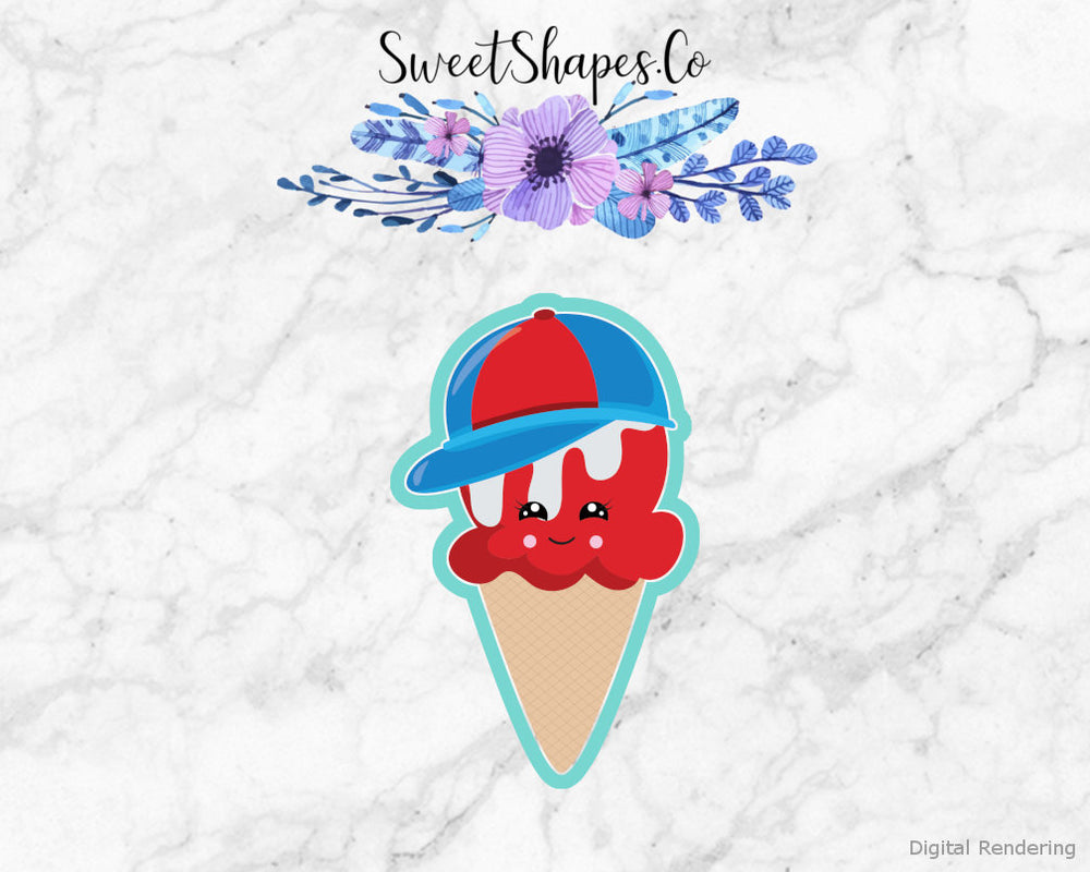 Ice Cream Cone With Ball Cap Cookie Cutter