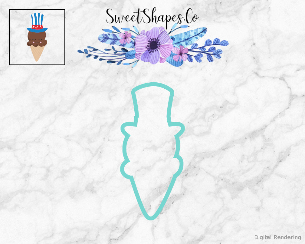 Ice Cream Cone With Top Hat Cookie Cutter